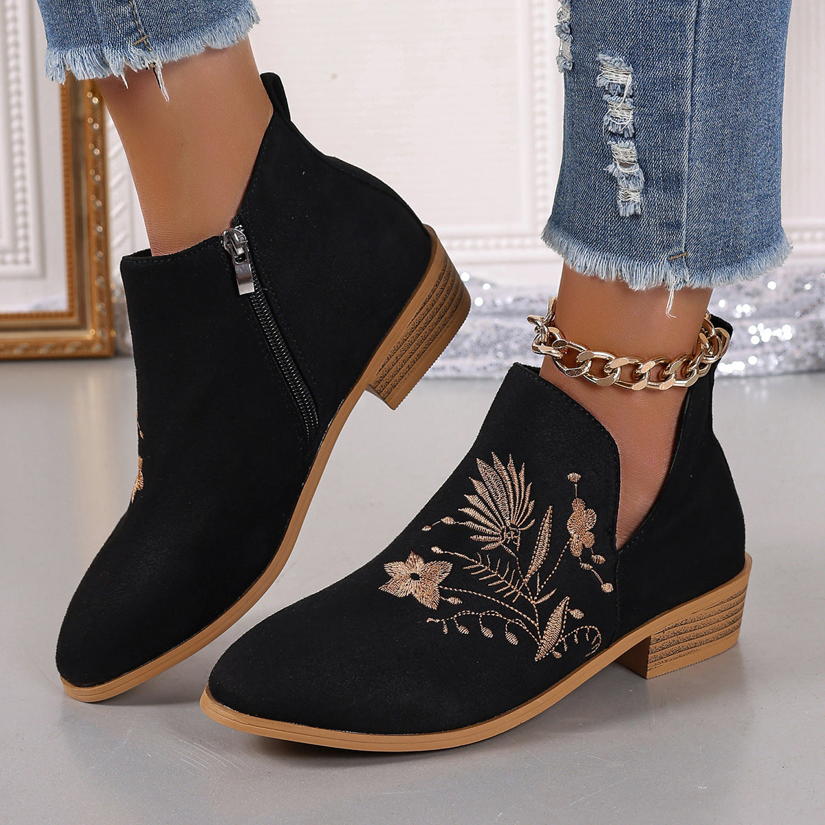 OrthoCare Printed Short Boots - Pointed Toe Comfort