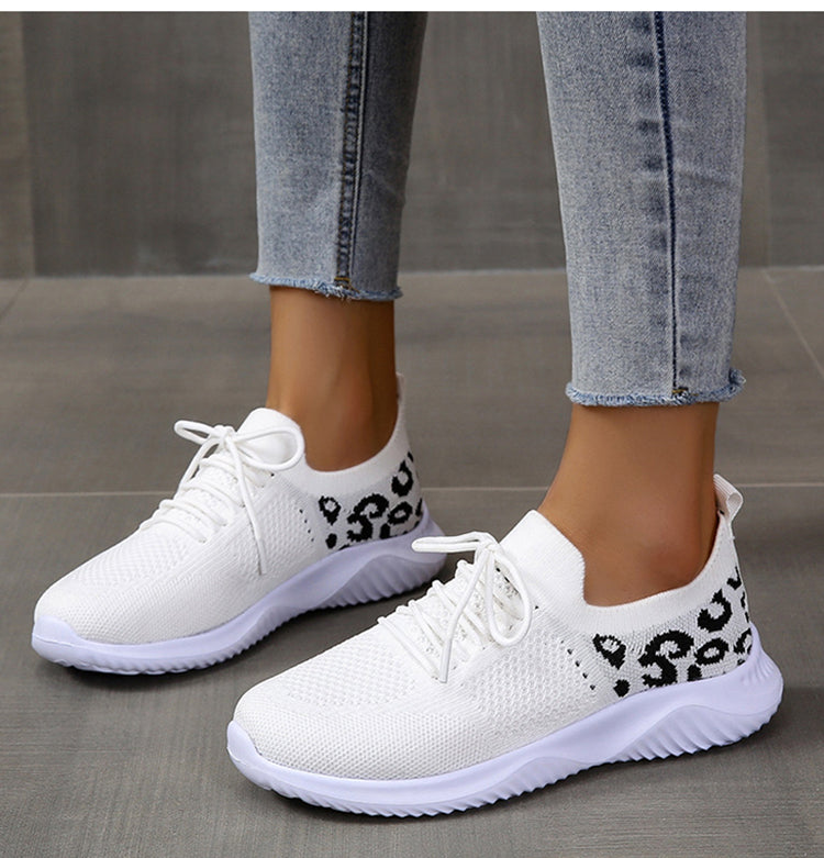 OrthoCare White Leopard Print Sneakers - Unique And Stylish