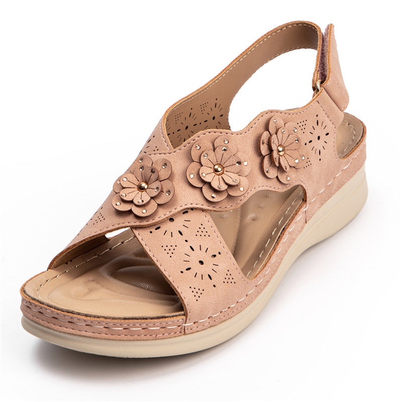 Quintessa | Orthopedic Floral Cutout Comfort Wedge Sandals