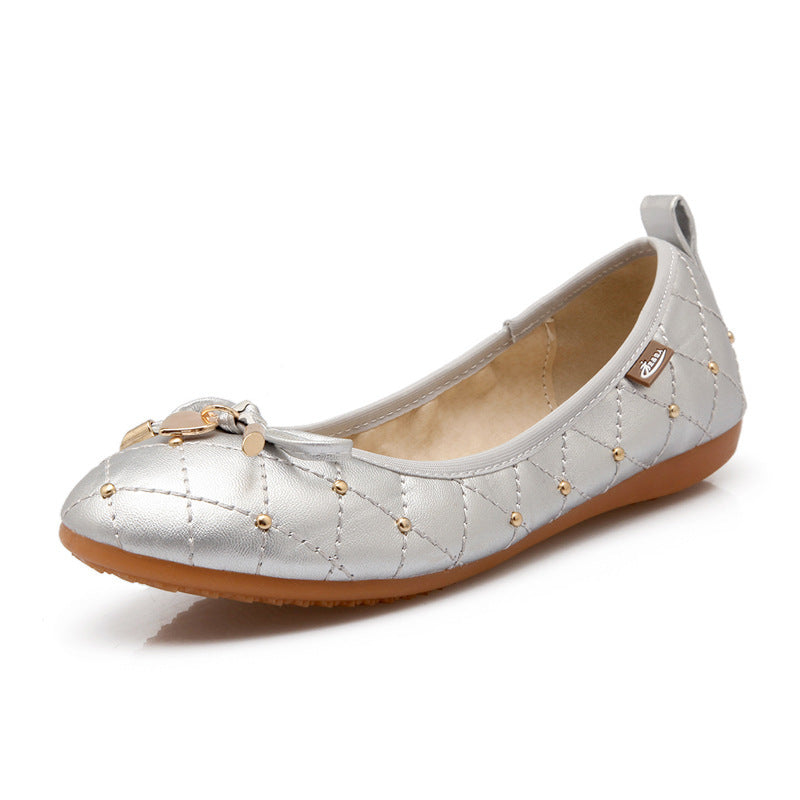 Quincey | Orthopedic Studded Ballet Flats with Bow Accent