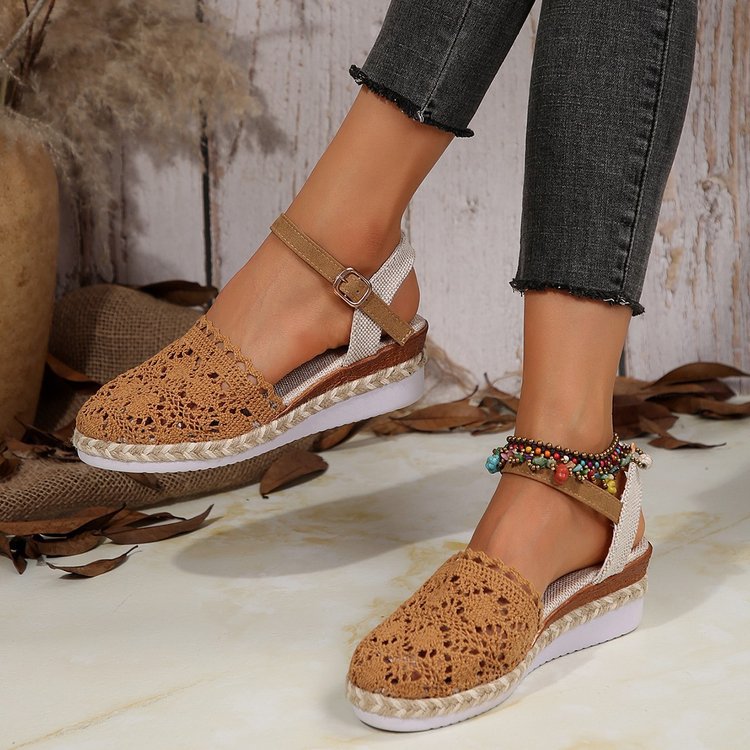 OrthoCare | Crochet Slingback Espadrille Platform Sandals