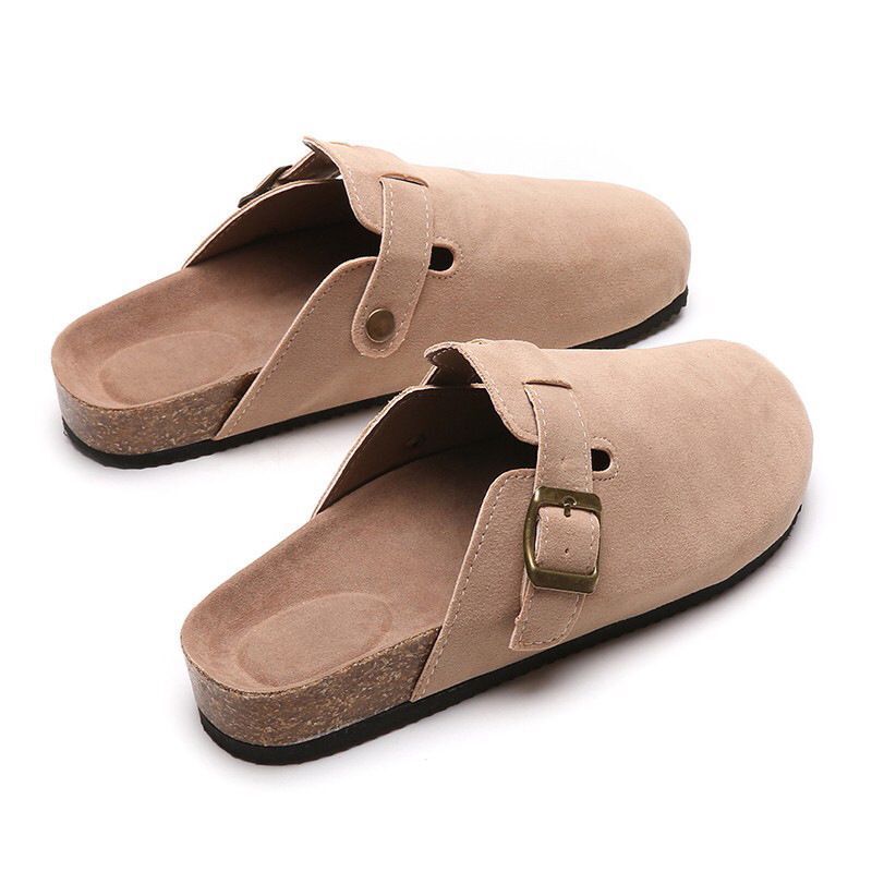 OrthoCare Women’s Suede Clog Sandals – Adjustable Buckle Comfort Slides