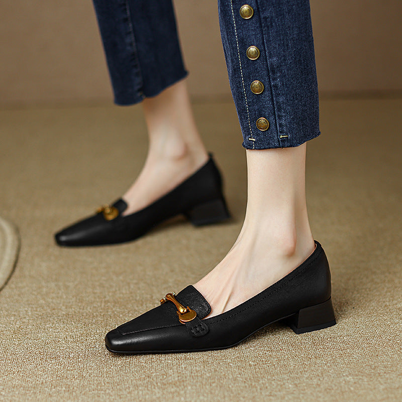 OrthoCare Women’s Square Toe Leather Shoes - Comfort