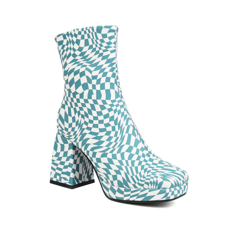Lisa | Orthopedic Printed Square Toe Heel Boots