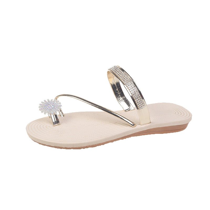 Gardenia | Women’s Orthopedic Rhinestone Toe Ring Flat Sandals