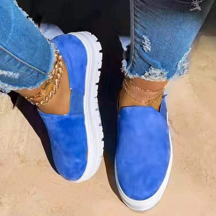 OrthoCare Women’s Suede Slip-On Platform Sneakers – Lightweight Casual Comfort Shoes