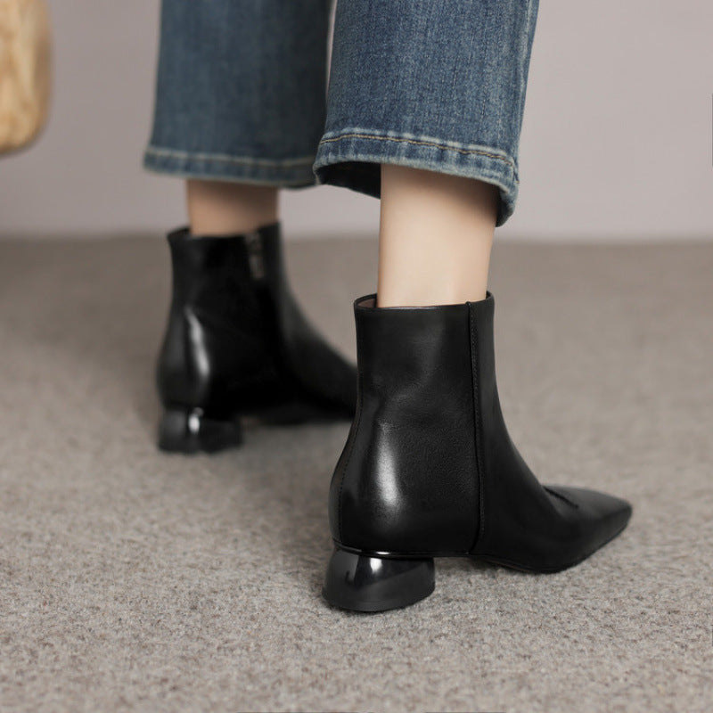 OrthoCare Cowhide Boots - Square Toe, Side Zipper
