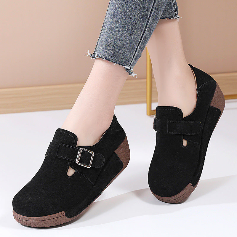 Orthopedic Suede Buckle Loafers – Adjustable Comfort Slip-On Walking Shoes