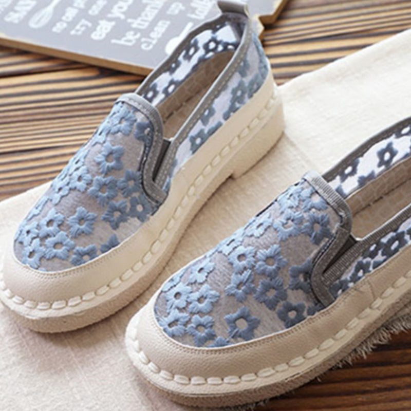 OrthoCare | Embroidered Slip-On Platform Espadrille Shoes