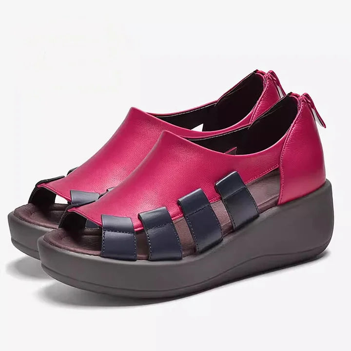 Zamira | Orthopedic Bold Colorblock Leather Wedge Sandals