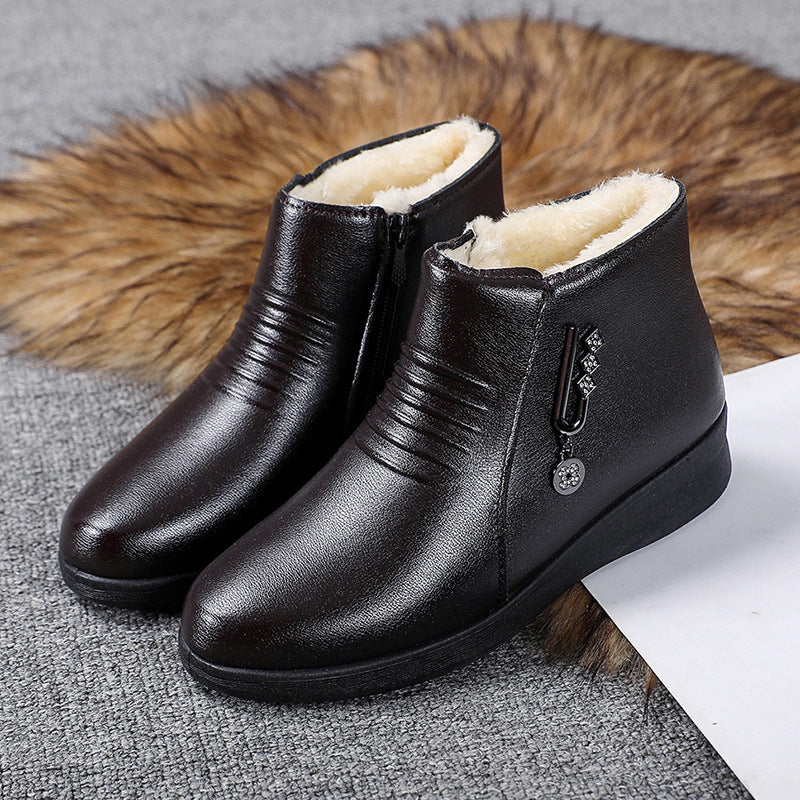 OrthoCare Fleece-Lined Leather Shoes - Flat Comfort