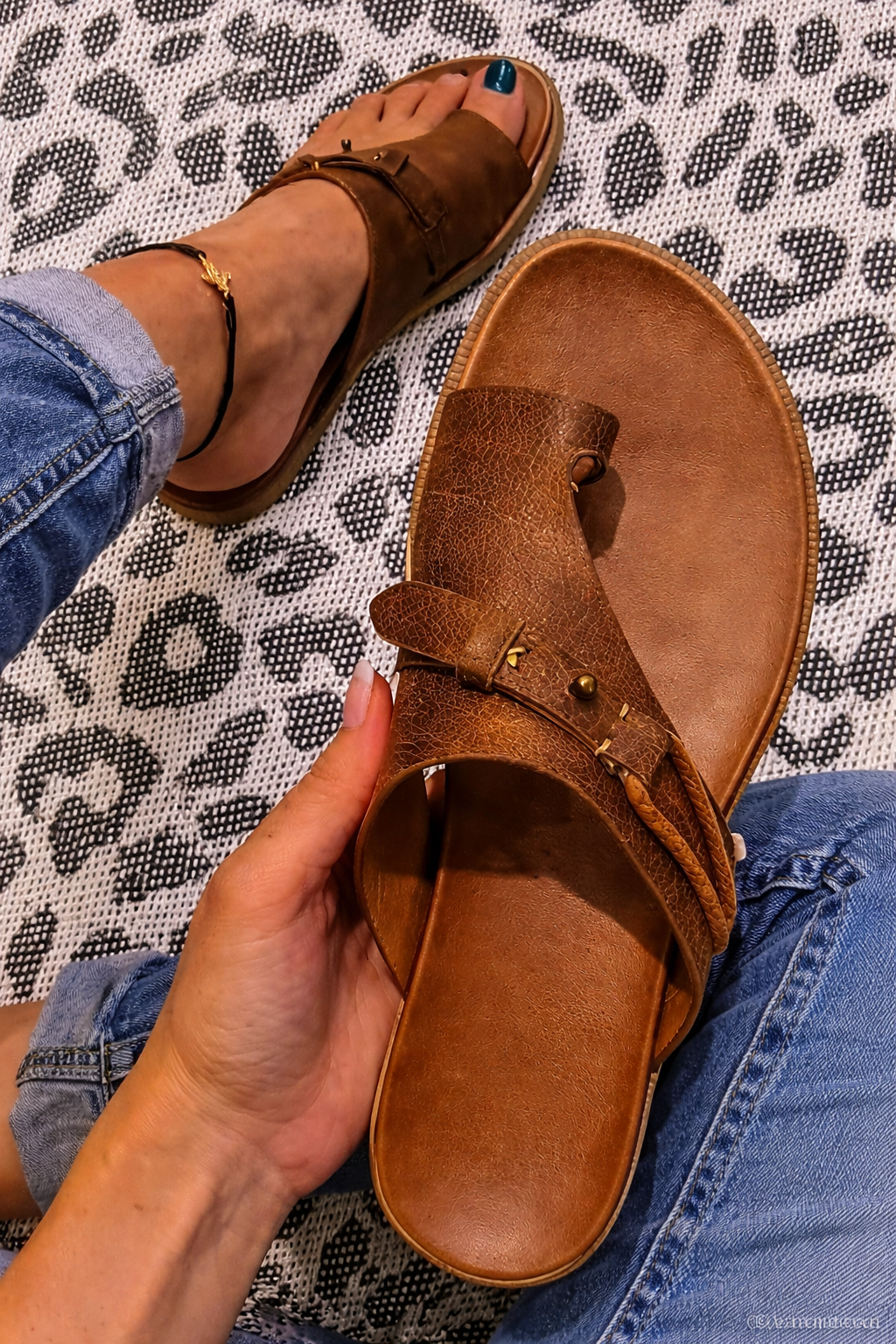 Aria | Orthopedic Leather Slip-On Sandals with Adjustable Strap