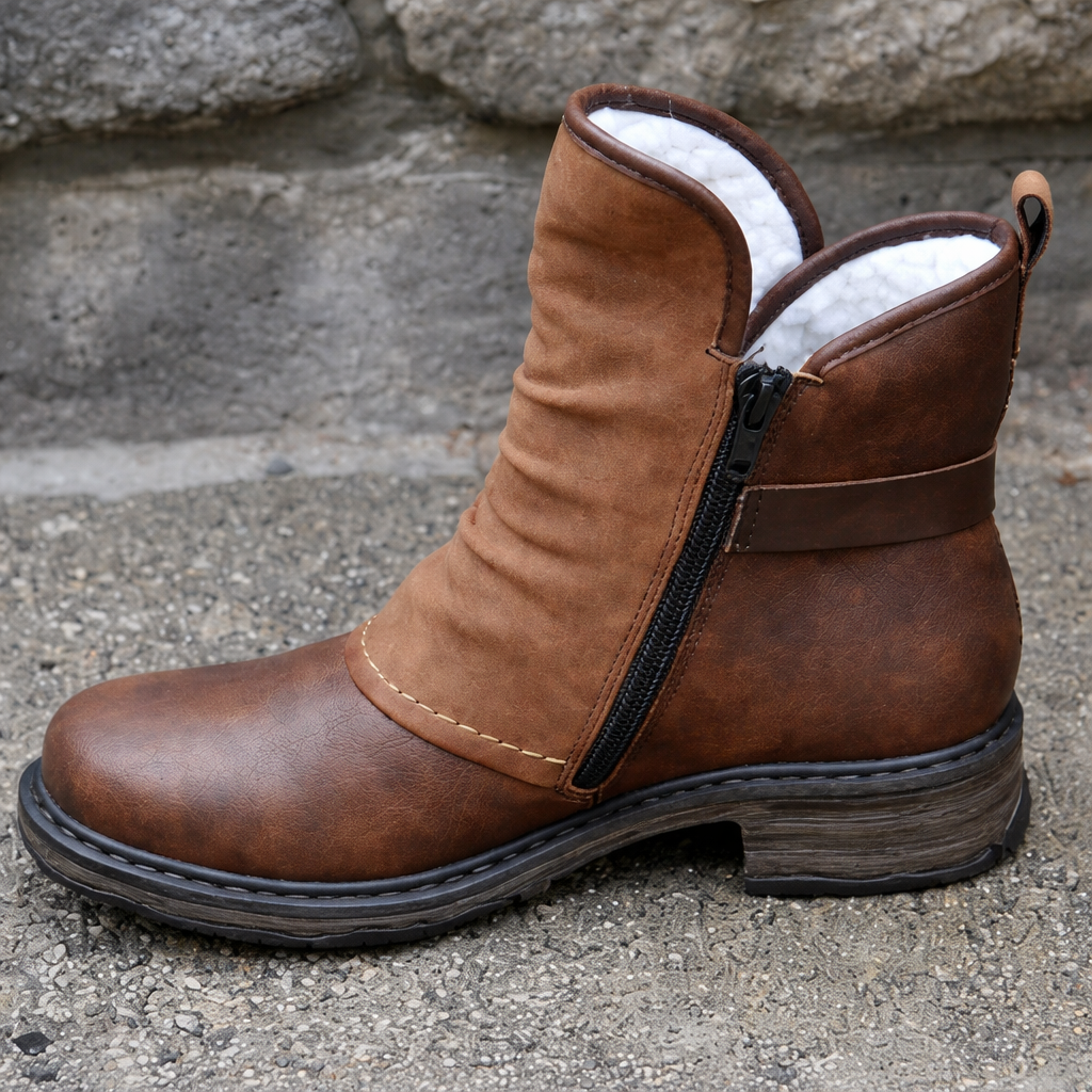 Marlette | Orthopedic Vintage Two-Tone Leather Ankle Boots
