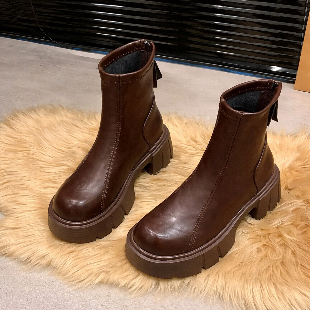 Bianca | Orthopedic Chunky Platform Ankle Boots with Zipper