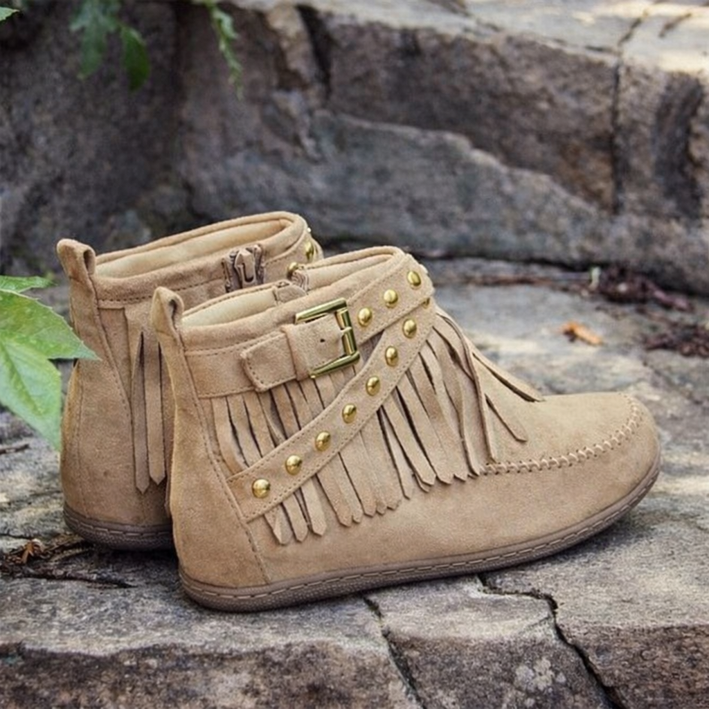 OrthoCare Retro Flat Boots - Buckle Fringe Style