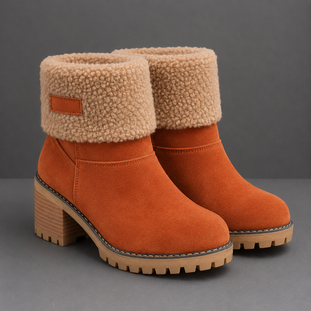 Bea | Mid-Tube Thick Heel Suede Snow Boots - Orthopedic Warm Comfort Style