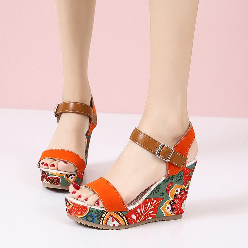 OrthoCare Floral Embroidered High Heel Sandals - Unique Elegance