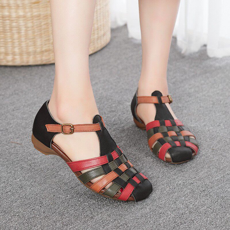 OrthoCare Floral Cutout Flats – Vintage Handmade Comfort Shoes