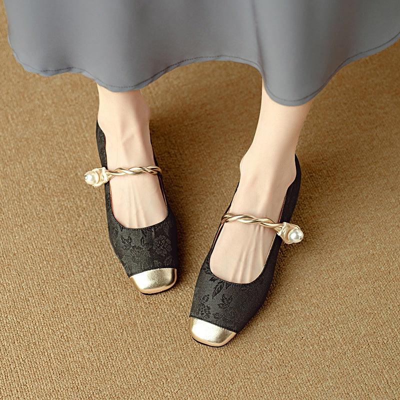 OrthoCare | Square Toe Mary Jane Low Heel Flats