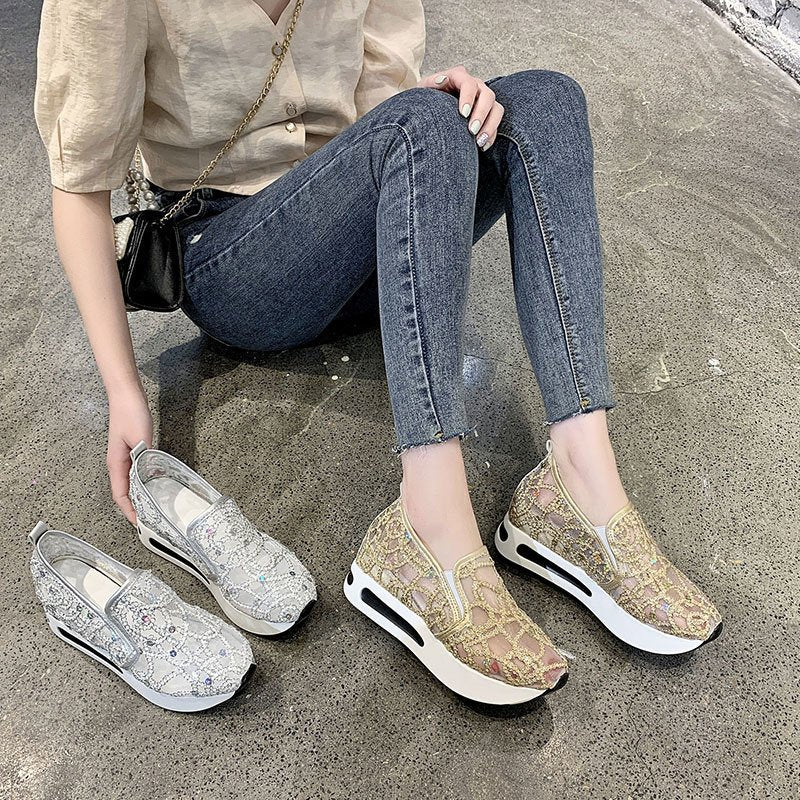 Orthopedic Lace Platform Slip-On Shoes – Breathable Elegant Comfort Sneakers