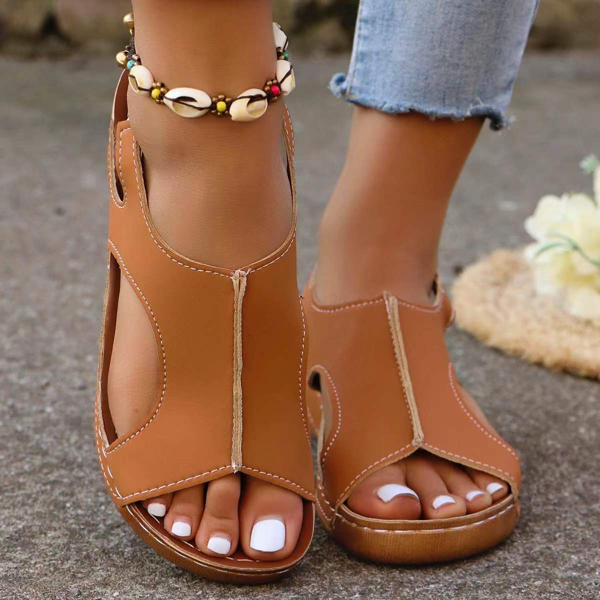 OrthoCare Wedge Sandals - Elastic Band Comfort