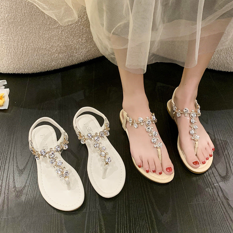 Wendolyn | Women’s Orthopedic Rhinestone Floral Flat Sandals