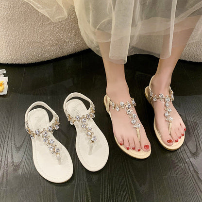 Wendolyn | Women’s Orthopedic Rhinestone Floral Flat Sandals