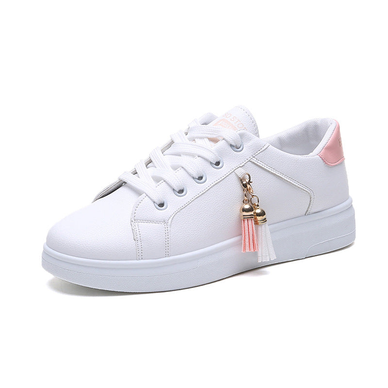 Samantha | Orthopedic White Fashion Sneakers with Tassel Charm – Casual Comfort Shoes