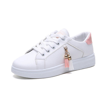 Samantha | Orthopedic White Fashion Sneakers with Tassel Charm – Casual Comfort Shoes
