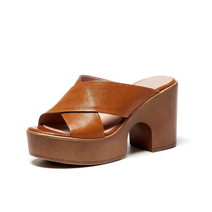 Querida | Women’s Orthopedic Cross Strap Platform Mule Heels