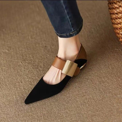 OrthoCare Chunky Heels With Metal Buckle And Colorblock