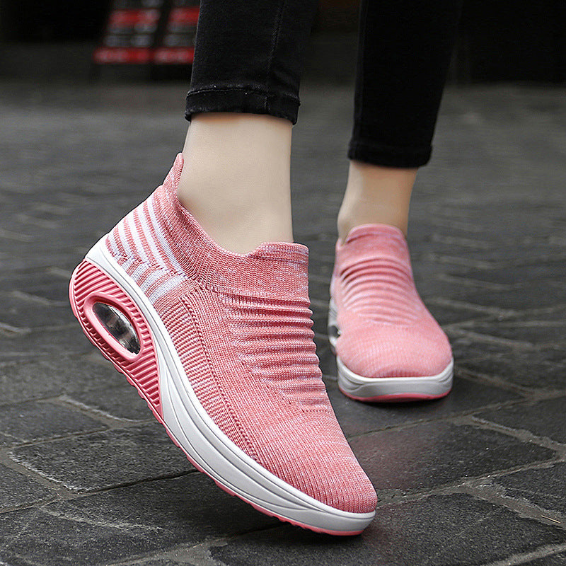 Orthopedic Air Cushion Slip-On Sneakers – Breathable Knit Lightweight Walking Shoes