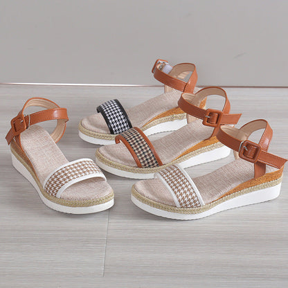 OrthoCare Houndstooth Print Sandals - Summer Elegance
