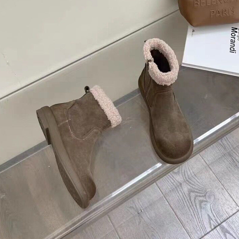 Lena | Orthopedic Fur-Cuff Suede Ankle Winter Boots