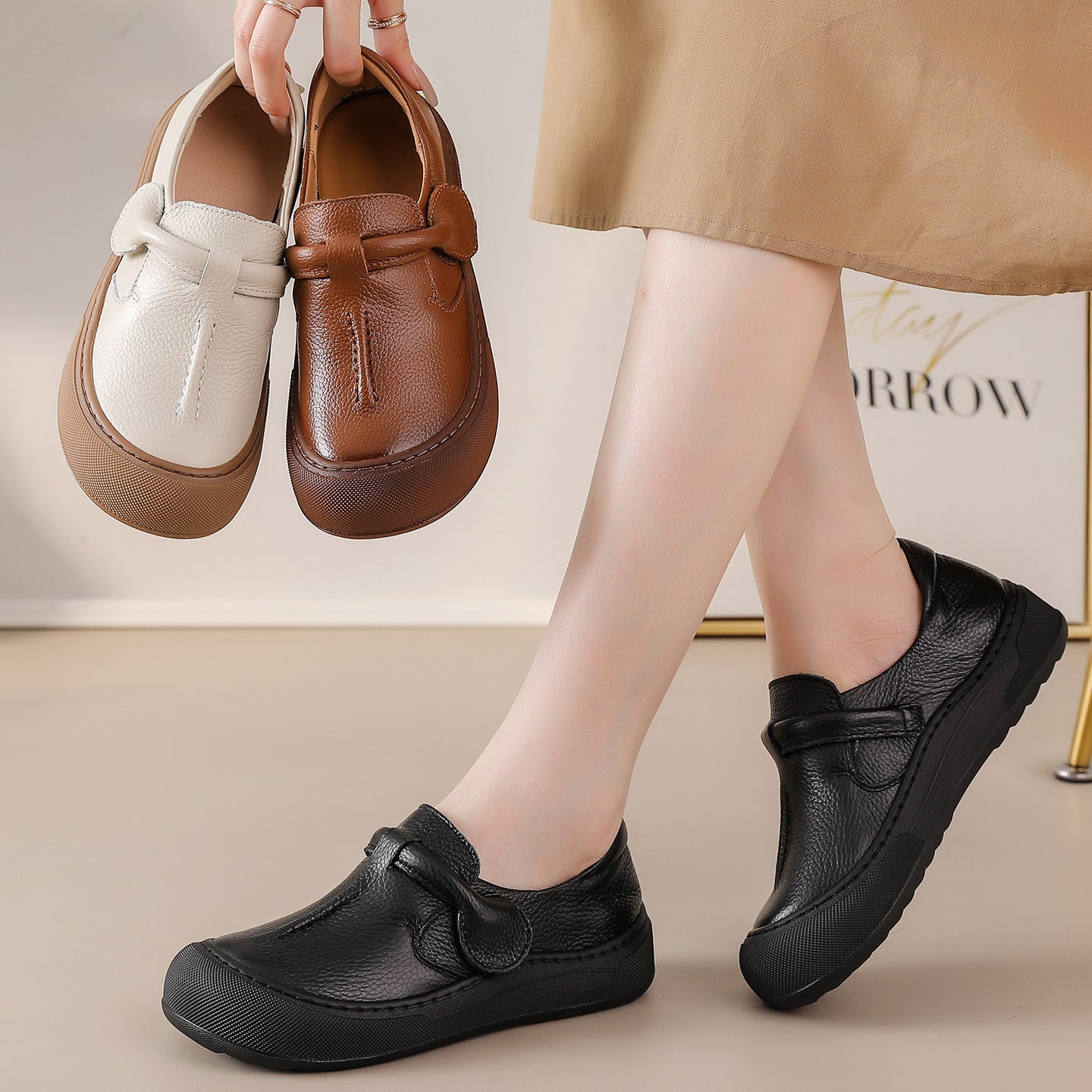 OrthoCare Soft Leather Mother'S Shoes - Unique Vintage Comfort