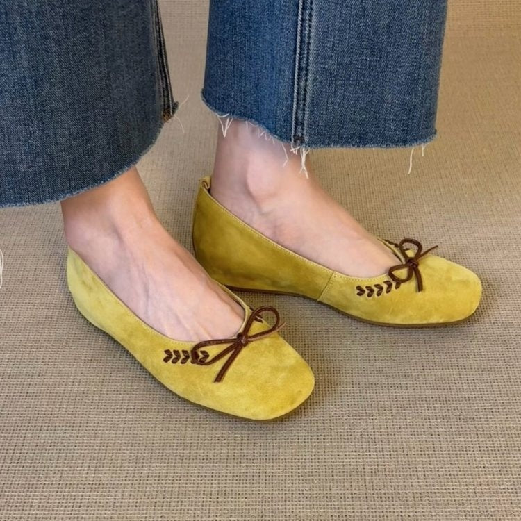 Clarimond | Women’s Orthopedic Suede Bow Ballet Flats