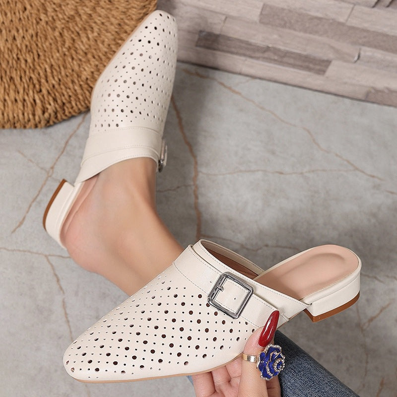 Hestia | Women’s Orthopedic Perforated Pointed Toe Mule Flats