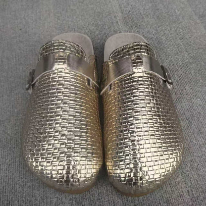 OrthoCare Leather Mules With A Single Buckle And Cork Sole