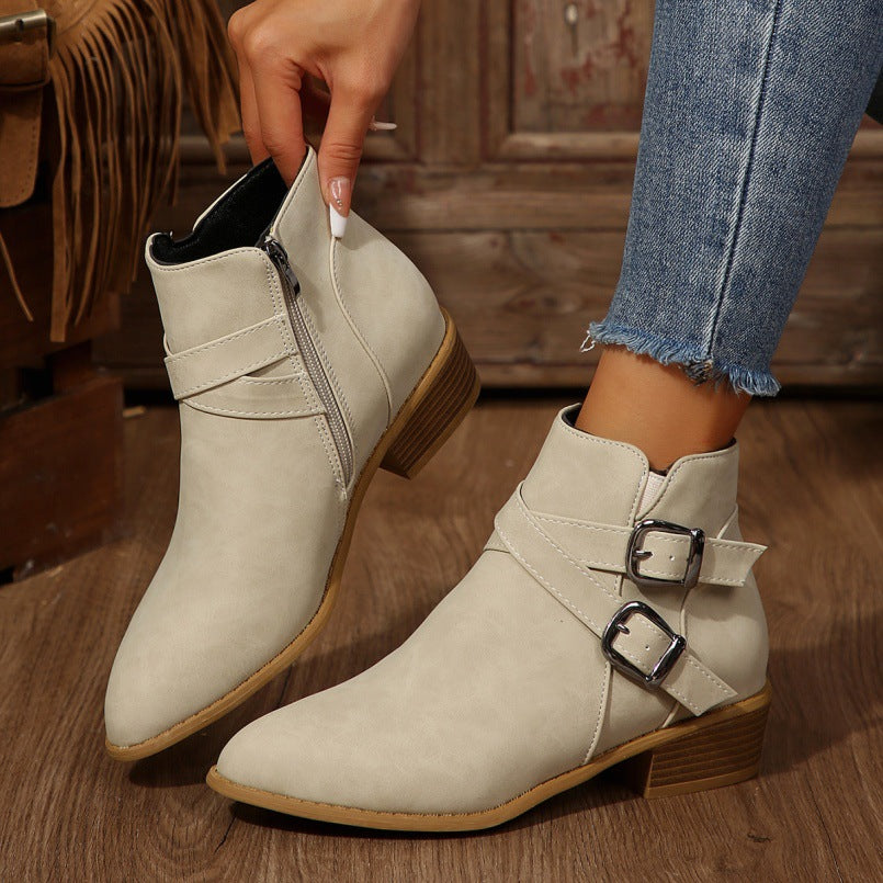 OrthoCare Ankle Boots - Chunky Heel Leather Comfort