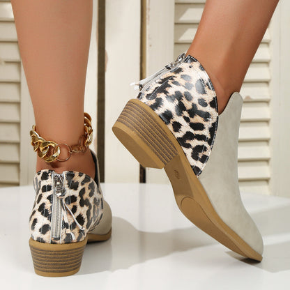 OrthoCare Leopard Boots - Chunky Heel Comfort