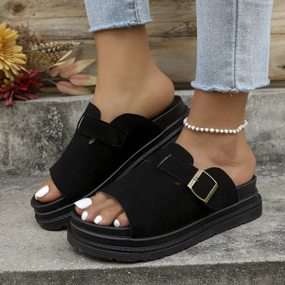 Rhiannon | Women’s Orthopedic Double Buckle Platform Slide Sandals