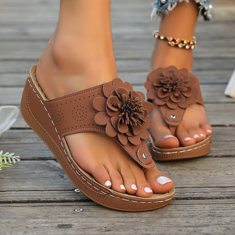 Brenna | Women’s Orthopedic Floral Wedge Slide Sandals