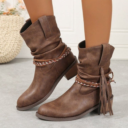 OrthoCare Pleated Tassel Boots - Ergonomic Comfort