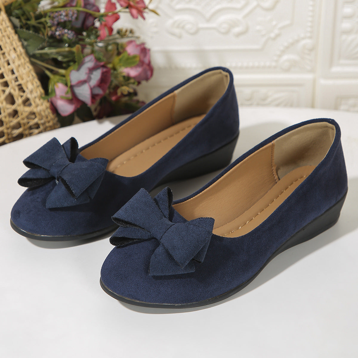 OrthoCare Suede Shoes With Bow And Elastic - Unique Elegance