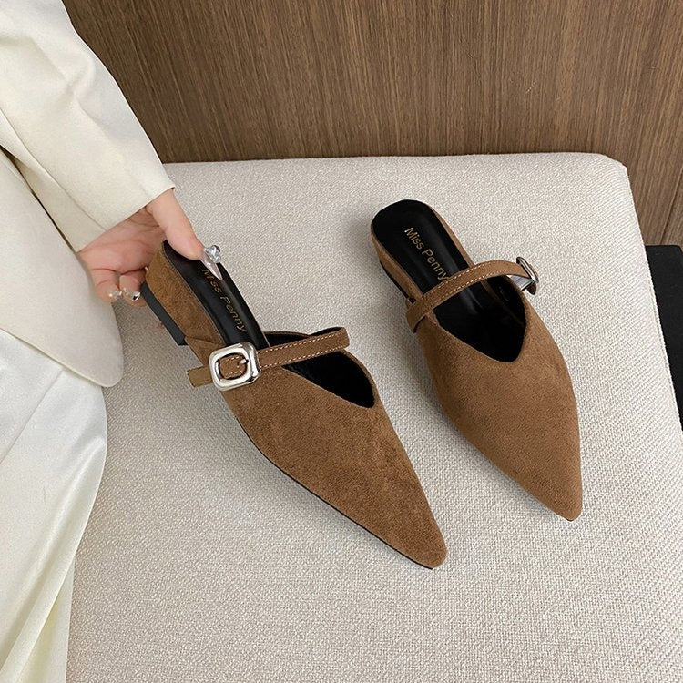 OrthoCare | Pointed Toe Buckle Strap Slingback Flats