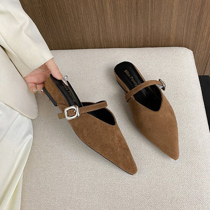OrthoCare | Pointed Toe Buckle Strap Slingback Flats