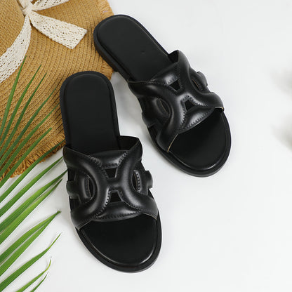 Fenella | Women’s Orthopedic Metallic Flat Slide Sandals