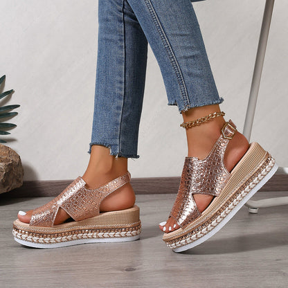 Melisande | Women’s Orthopedic Metallic Platform Slingback Sandals