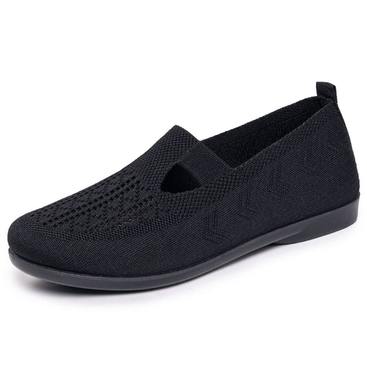 Orthopedic Knit Mary Jane Flats – Breathable Slip-On Comfort Walking Shoes