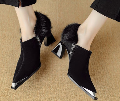 OrthoCare Chic Retro Heeled Shoes With Zipper And Unique Elegance